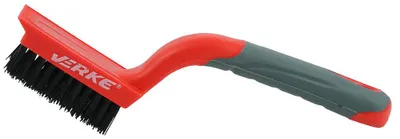 Produktbild von Nylonbürste Modell 80010 mit dauerhaft implantierten Borsten und geformtem Griff 180 mm