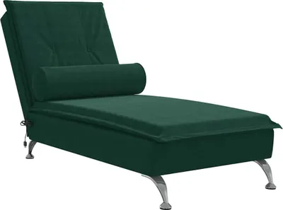 Obrázok produktu pre vidaXL Masážne lehátko s krkom z tmavozeleného zamatu