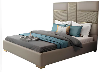 Produktbild von Designer Bett 180x200 Leder Hotel Metall Betten Doppel Schlaf Zimmer Luxus Ehe