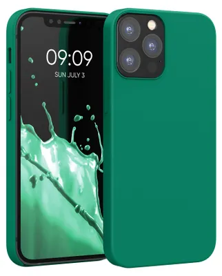 Produktbild von kwmobile Handyhülle für iPhone 12 Hülle / iPhone 12 Pro Hülle - Silikon Handy Case - weiche Oberfläche - kabelloses Laden - Smaragdgrün