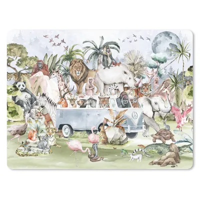 Produktbild von MuchoWow® Mauspad Mousepad Dschungel - Bus - Tiere - Kinder - Pflanzen 23x19 cm - Mousepads - Maus Mat - Pad - Mausunterlage - Schreibtischunterlage - Mauspad