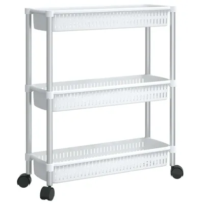 Produktbild von vidaXL Aufbewahrungswagen 3 Etagen Silbern und Weiß Aluminium