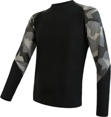 Produktbild von T-shirt Sensor Merino Impress Herren lang schwarz camo größe XL 19200020-03