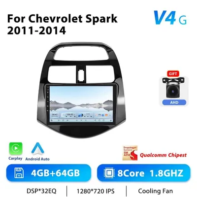 Image de Chevrolet Spark 2011-2014 - Autoradio Android 2DIN - Écran tactile de 22,9 cm - Processeur 8 cœurs - 4 Go de RAM, 64 Go de ROM - Navigation GPS avec RDS