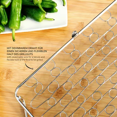 Image de Panier à barbecue extensible bremermann // Acier inoxydable // 42 x 23,5 cm // Pour poisson entier, viande, légumes