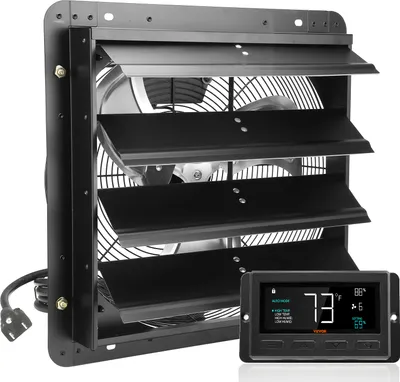 Produktbild von VEVOR Abluftventilator, 406 mm, Temperatur-Feuchtigkeitsregler, EC-Motor, 1747 CFM, Wandlüfter mit Geschwindigkeitsregelung zur Wandmontage, Belüftung und Kühlung für Gewächshäuser, Garagen, Schuppen
