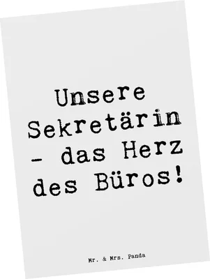 Produktbild von Mr. & Mrs. Panda Ansichtskarte Spruch Sekretärin Herz - Weiß - Geschenk, Postkarten, bildkarte, Aufmerksamkeit, Fotokarte, Danke, Bedanken, Dankeschön, Organisation
