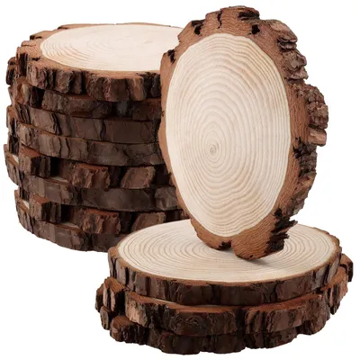 Produktbild von Unbehandelte Holzscheiben 12 Stück - 16-17 cm - Natürliche Holzkreise - Scheiben für Kunst - Basteln - Hochwertige Qualität - Holzscheiben