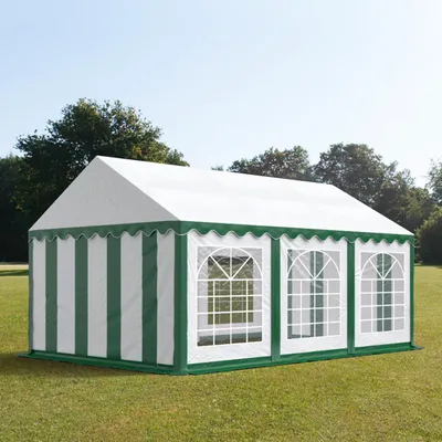Produktbild von TOOLPORT Partyzelt Festzelt 4x6 m Garten-Pavillon PVC Plane 700 N in grün-weiß Wasserdicht