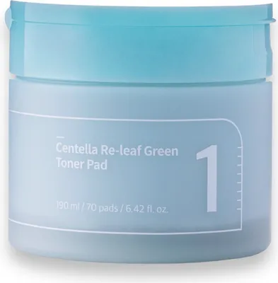 Obrázek produktu pro Numbuzin - No.1 Centella Re-Leaf Green Toner Pad - Zklidňující Pleťové Tampony S Pupečníkem Asijským - 70 Ks / 190 Ml