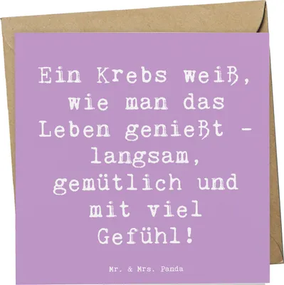 Produktbild von Mr. & Mrs. Panda Glückwunschkarte Spruch Krebs Genießer - Lavendeltraum - Geschenk, doppelkarte, Sternzeichen, Geschenke, Ein weiß, Astrologie, Klappkarte, faltkarte