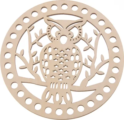 Produktbild von 1 Korbboden Korbdeckel Holz Natur Körbe Flechtboden Häkelböden Variantenwahl, Größe:150x5x8mm, Motiv:Eule