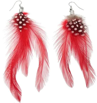 Produktbild von 1 Paar Feder Ohrringe Boho Rot