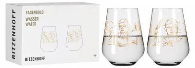 Wasserglas-Set Sagengold, 2er-Pack, 500 ml, mit Golddekor