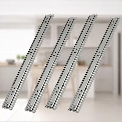 Obrázek produktu pro Zásuvkové pojezdy, plnovýsuvné pojezdy, 45 mm plnovýsuvný pojezd s automatickým návratem, 45 mm kuličkové pojezdy, 300 mm, 4 kusy