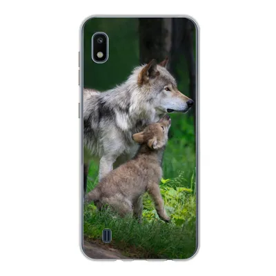 Produktbild von MuchoWow® Handyhülle Schutzhülle Hülle für Samsung Galaxy A10 Wolf - Baby - Wald Silikon Softcase Handy Hülle - Schutzhülle