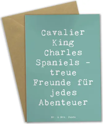 Produktbild von Mr. & Mrs. Panda Grußkarte Spruch Cavalier King Charles Spaniel Freunde - Meeresbrise - Geschenk, treue, dankeskarten, glückwunschkarten, elegant, Klappkarte, Hund, treu