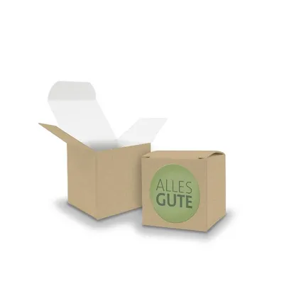 Produktbild von SET Alles GUTE (Motiv20) 24x Faltschachtel Würfel 5cm BRAUN + Sticker