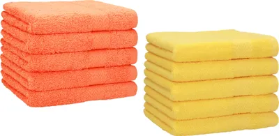 Produktbild von Betz 10 Stück Gästetücher 30x50 cm PREMIUM 100% Baumwolle Set  Farbe: orange und gelb