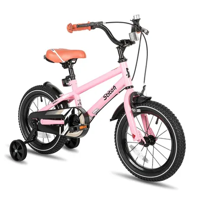 Produktbild von STITCH 14/16/18/20 Zoll Kinderfahrrad für 3-13 Jahr Jungen Mädchen,mit Stützräder, Kotflügel, Front and rear dual brakes, Reflektorplatte, Rosa