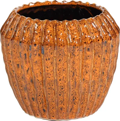 Produktbild von Blumentopf Topf Übertopf amber Ide Rib Ø16,5cm H14cm Keramik Pflanztopf Herbst