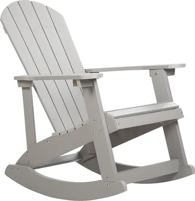 Produktbild von BELIANI Garten Schaukelstuhl Hellgrau Kunstholz Breite Armlehnen Muskoka Adirondack Stil Terrasse Outdoor