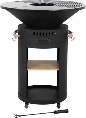 Image de Barbecue plancha brasero à charbon et bois "Cesar premium" - Ø 81 cm - Noir