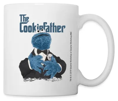 Produktbild von Spreadshirt Sesamstraße The Cookiefather Krümelmonster Tasse, One size, Weiß