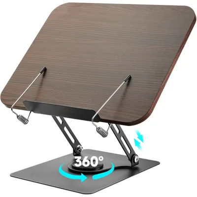 Immagine prodotto di Leggio per libri regolabile - Legno - Girevole 360° - Pieghevole - Leggio da cucina