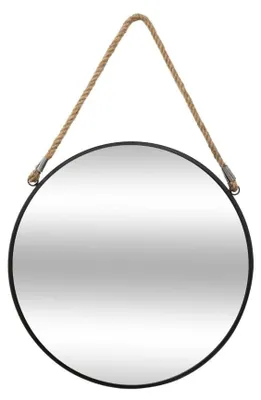 Produktbild von Well Home Runder Spiegel mit Kordel, Vintage-Design, Metall, 38 cm