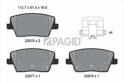 Produktbild von PAGID Bremsbeläge Satz Hinten Bremsklötze für HYUNDAI i30 Schrägheck (PDE, PD, PDEN) T2770N