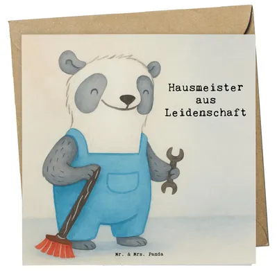 Produktbild von Mr. & Mrs. Panda Klappkarte Hausmeister Leidenschaft Design - Weiß - Geschenk, Schenken, Grußkarte, Hausverwalter, doppelkarte, Must Have, Glückwunschkarte, Spruch