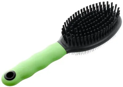 Obrázek produktu pro Kartáč na kočky dvojitý 23 cm ocel/polyamid zelený/černý