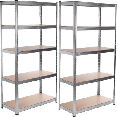 Immagine prodotto di 2x scaffale in metallo 175 kg x5 180x90x40cm VerdeBlu, zincato, pieghevole, MDF, GB378