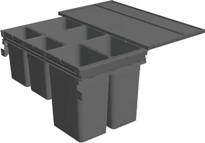 Produktbild von Ninka Mülltrennsystem Set eins2fünf - Einbaumülleimer 6 Fächer für KB 900/NL 500, grau