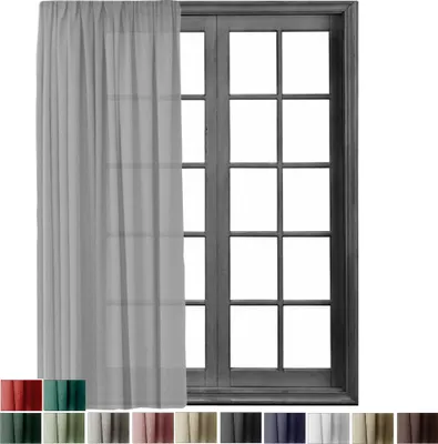 Produktbild von 1 Stück Gardine mit Kräuselband Blickdicht Leinen Look 140x245cm Vorhänge Gardinen Vorhang Universalband für Schiene Hellgrau 1er Pack
