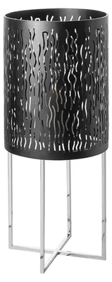 Produktbild von FINK Windlicht BACCUS - Bodenwindlicht aus Eisen pulverbeschichtet und Edelstahl, schwarz, silberfarben, H 82 cm