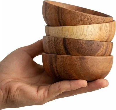 Obrázok produktu pre Sada drevených misiek 10 x 38 cm z masívneho akátového dreva na omáčky, orechy a koreniny