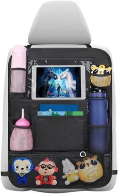 Produktbild von Famanu Rücksitzschoner für das Auto - wasserabweisend mit Tablet-Halter - schwarz - multifunktionale Auto-Organizer-Tasche für Kinder