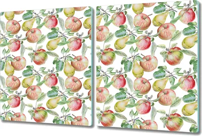 Produktbild von Glas-Herdabdeckplatte Glaskeramikkochfeld-Abdeckung Spritzschutz - 2x 40x52 cm - Äpfel Birnen Früchte