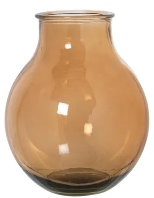 Image de Solidchoice - Vase en verre recyclé marron, dimensions 29 x 36 cm, avec ouverture