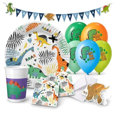 Produktbild von Partyset Dinosaurier Party Deko Set Dino Kindergeburtstag Geburtstag Dekoration