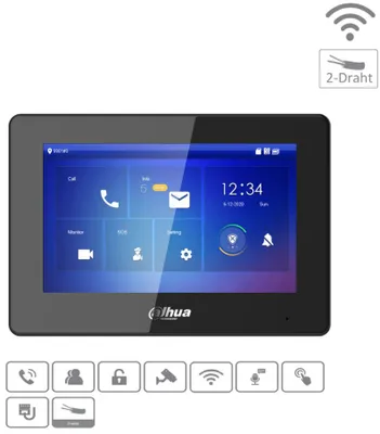 Produktbild von DAHUA DHI-VTH5422HB-W - Monitor - Hybrid - 2-Draht - Wi-Fi - Schwarz