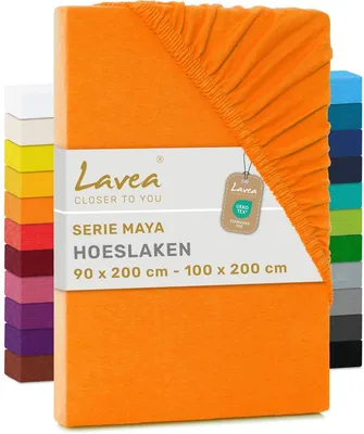 Produktbild von Lavea Spannbettlaken Jersey Baumwolle Orange 100x200cm