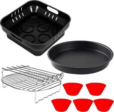 Produktbild von Airfryer Zubehör Set - Zubehör für Luftfrittiergeräte - Geeignet für Heißluftfrittiergeräte