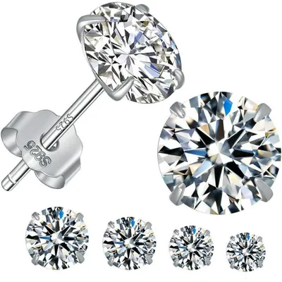 Produktbild von Ohrstecker Set 925 Sterling Silber hypoallergen Cubic Zirkonia 4-7mm