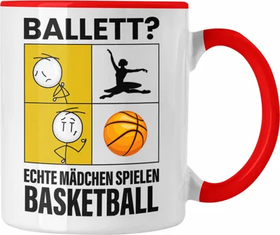 Produktbild von Trendation - Basketball Mädchen Tasse Sport Geschenk Frauen Echte Mädchen Spielen Basketball-Spielerin (Rot)