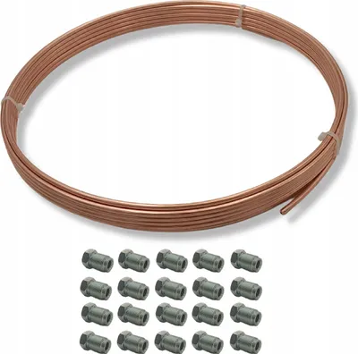 Obrázok produktu pre Medená rúrka pre brzdové potrubia: 10 m rolka + 20 koncoviek M10x1