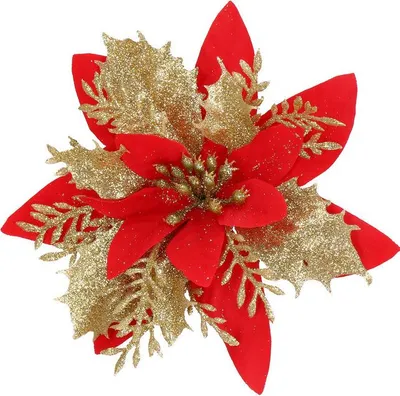 Immagine prodotto di Stella di Natale con clip 13x13 cm oro-rossa