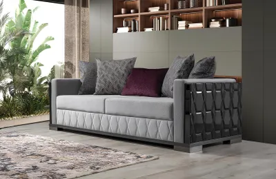 Produktbild von Luxus Sofa Dreisitzer 3 Sitz Sofas Grau Wohnzimmer Couch Stoff Design